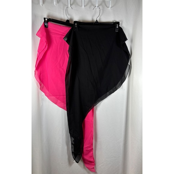 Dresses & Skirts - 2PK Chiffon Wrap Skirts Hot Pink Black Asymmetrical Dance Swim Coverup‎ 2XL NEW
